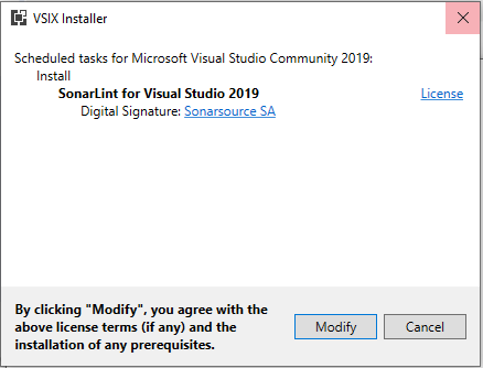 VSIX-Installer-SonarLint-license-agreement