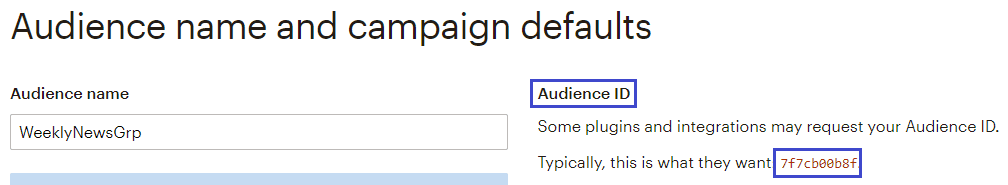 find and get the Audience Id in the MailChimp portal