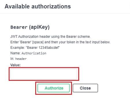 swagger jwt bearer token authorization
